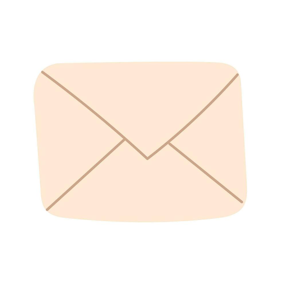 Beige envelope on a white background in cartoon style vector