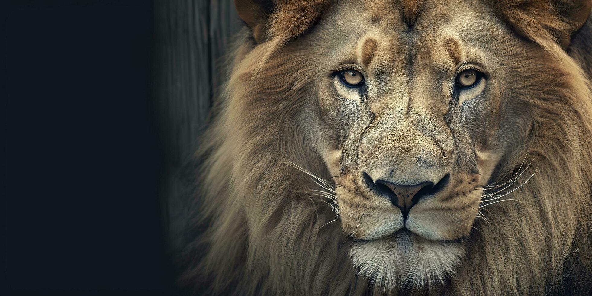 Close up of an African lion. Generative AI photo