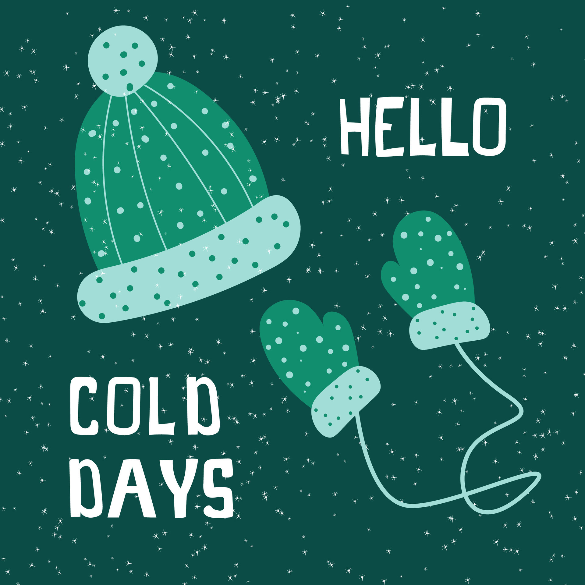 Winter Postcard or Poster or Flyer template with green hat and gloves ...