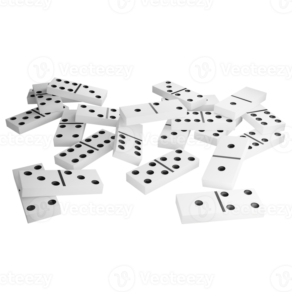 Pile of dominoes clipart flat design icon isolated on transparent background, 3D render entertainment and toy concept png