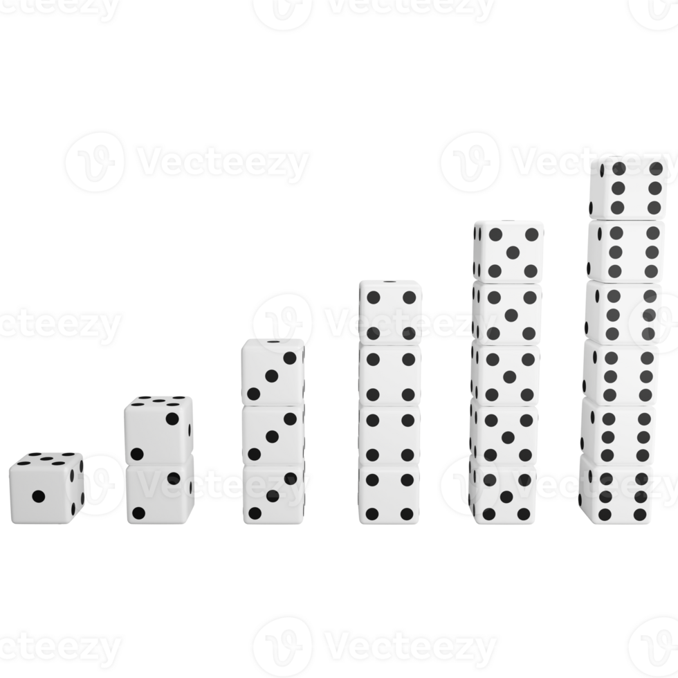 Step dice clipart flat design icon isolated on transparent background, 3D render entertainment and board game concept png