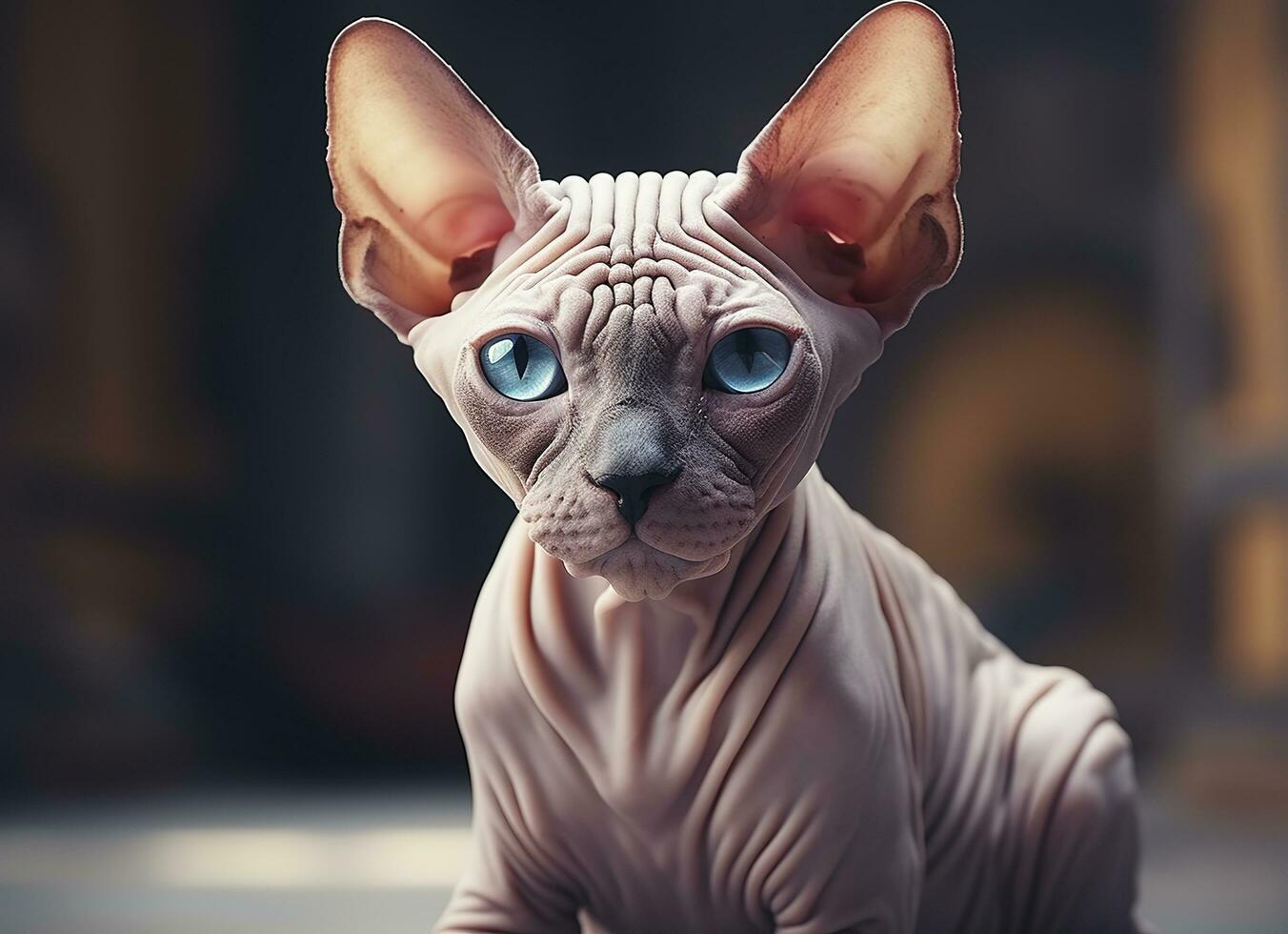 Beautiful photo Sphynx cat concept, contemporary natural and mood social background. Generative AI