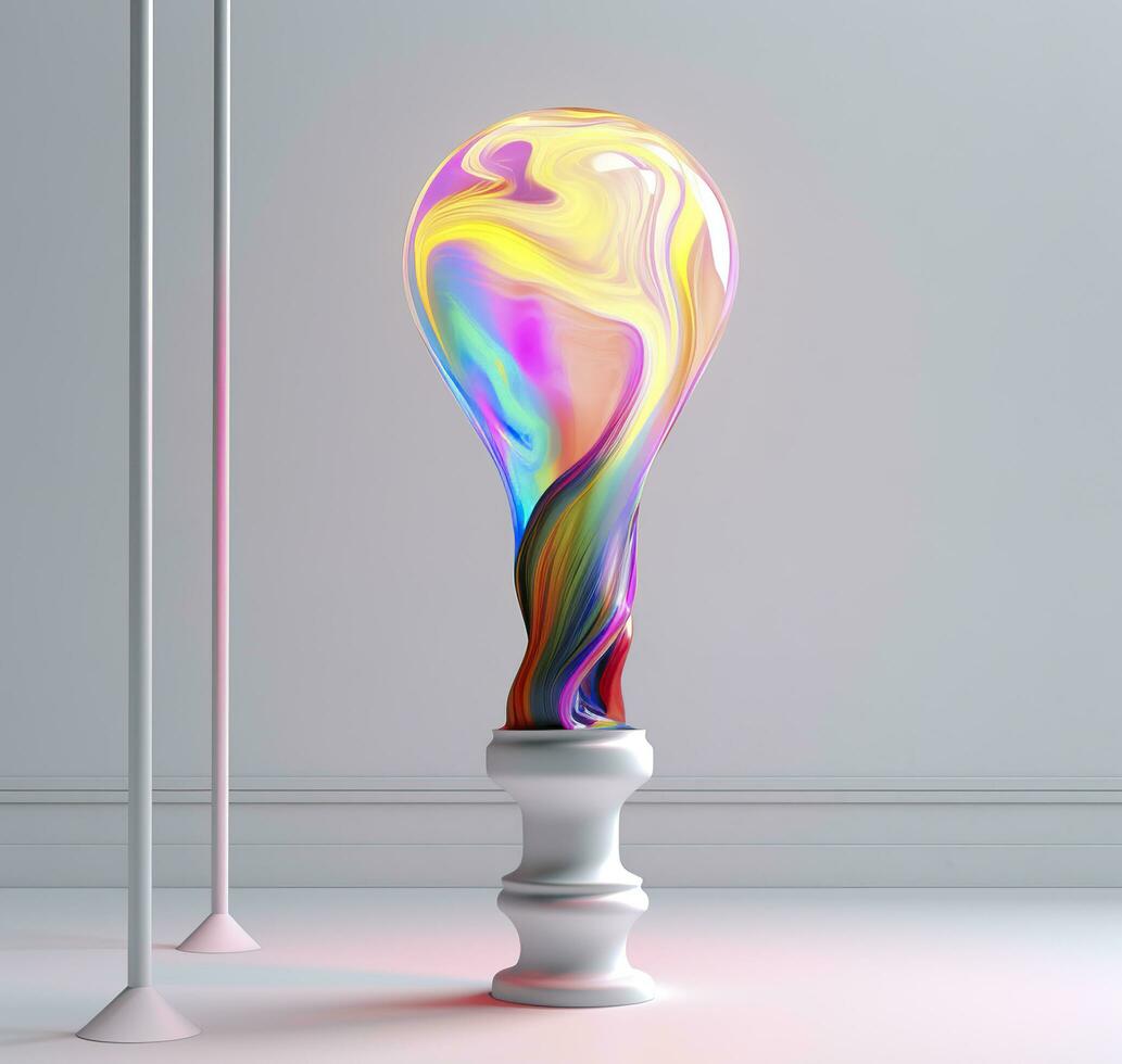 3d light on in the white background. Generative AI photo