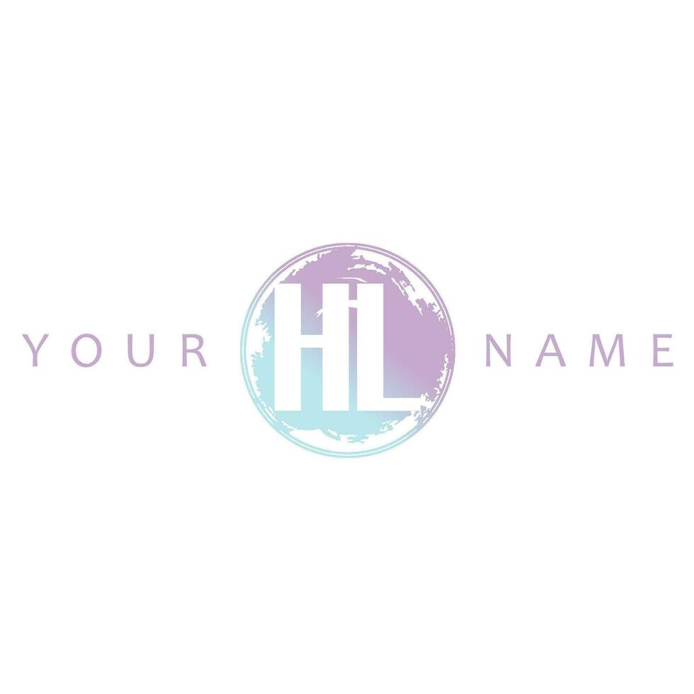 HL Initial Logo Watercolor Vector Design