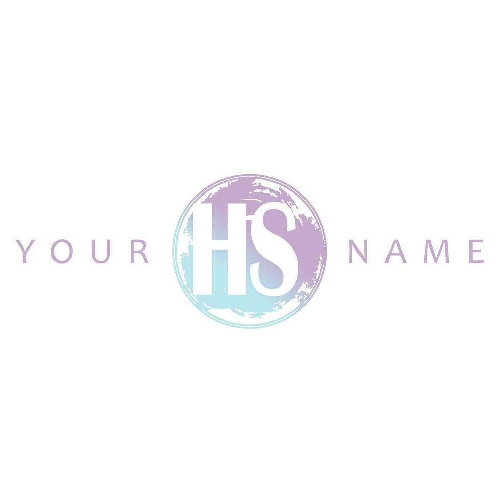 HS Initial Logo Watercolor Vector Design