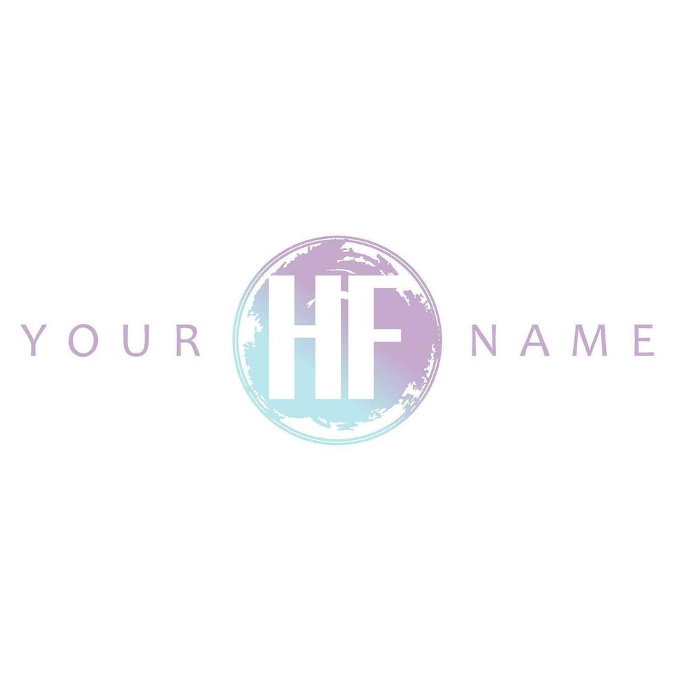 HF Initial Logo Watercolor Vector Design