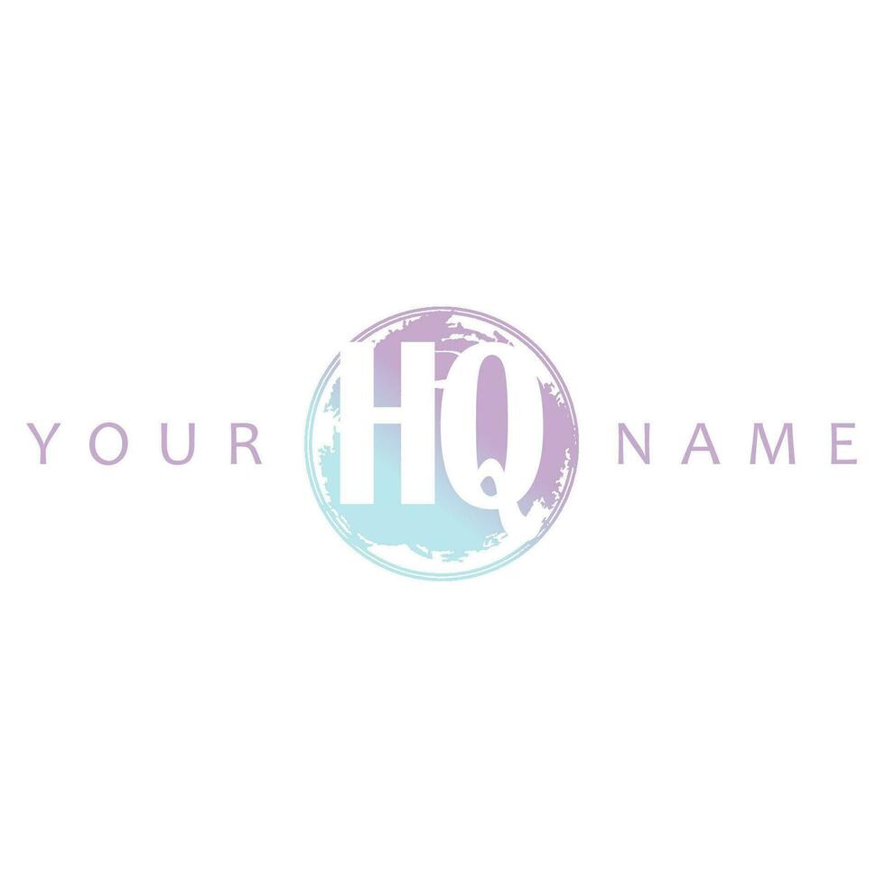 HQ Initial Logo Watercolor Vector Design