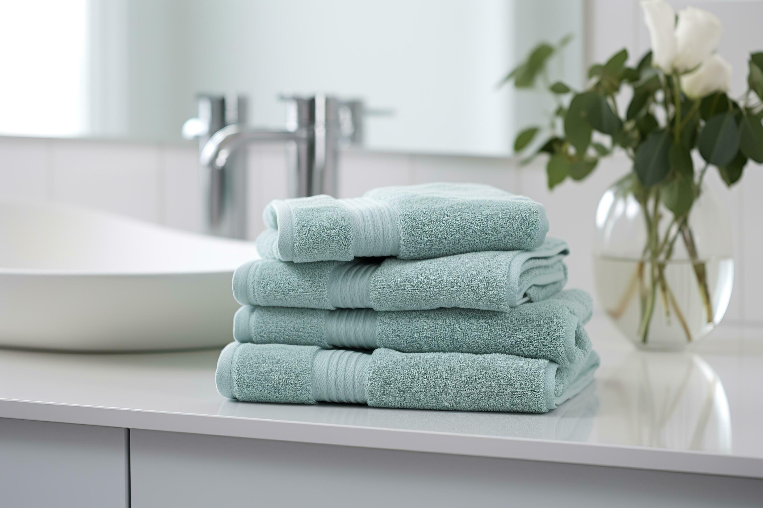 the world's softest towels against a minimalistic background. Stacked