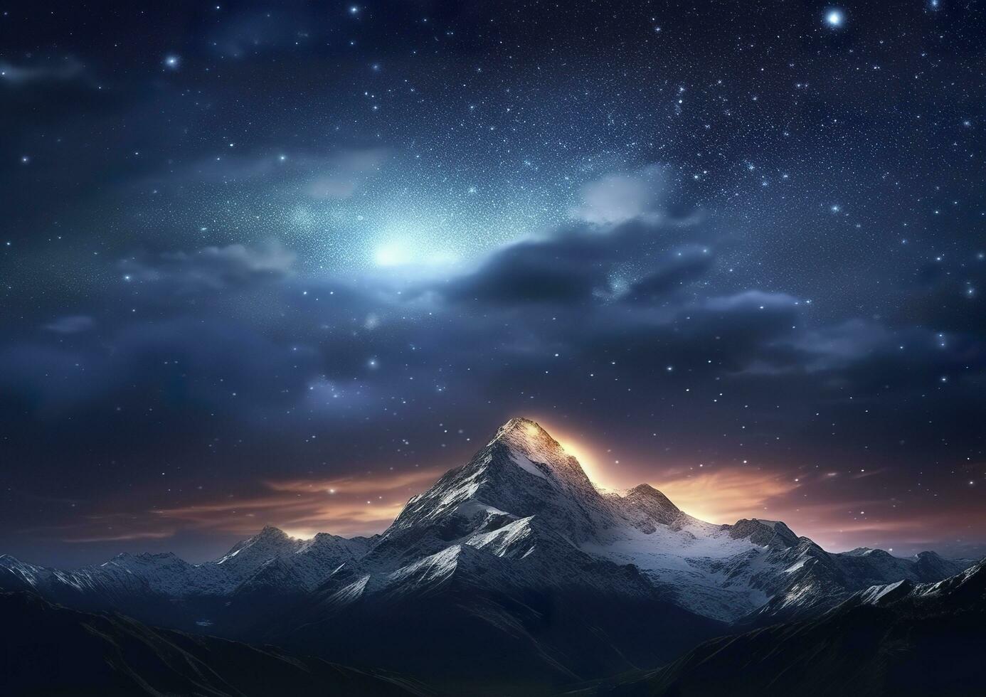 The milky rising in the night sky over the mountains, landscapes, AI Generative photo