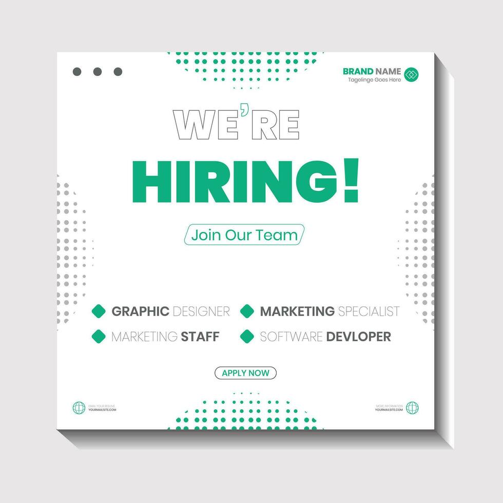 We are hiring job vacancy social media post banner design template with red color. We are hiring job vacancy square web banner design. vector