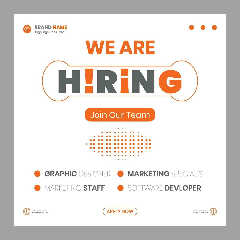 We are hiring job vacancy social media post banner design template with red color. We are hiring job vacancy square web banner design. vector