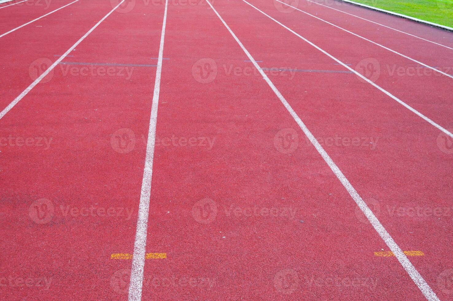 running track and green grass,Direct athletics Running track at Sport Stadium photo