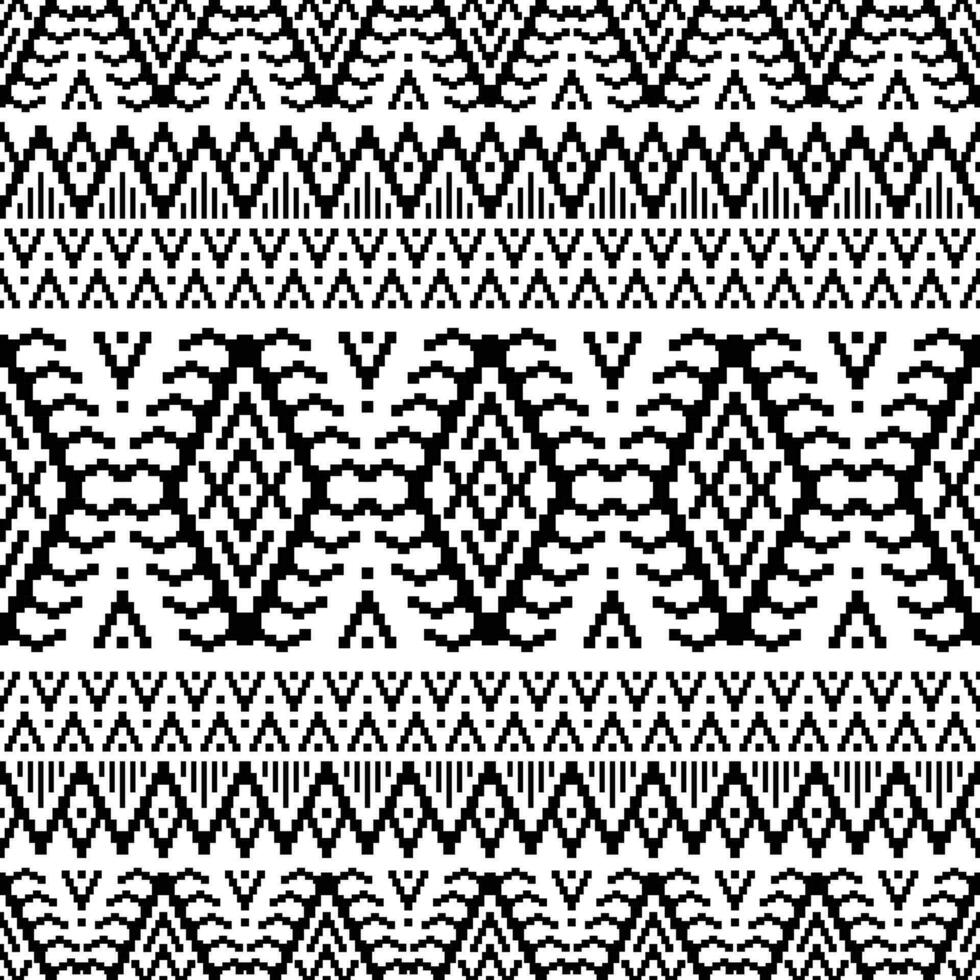 sin costura contemporáneo étnico modelo con resumen geométrico píxel nativo americano frontera vector. navajo azteca motivo diseño para tela, textil, ornamento, imprimir, alfombra, boho, cubrir. negro y blanco. vector