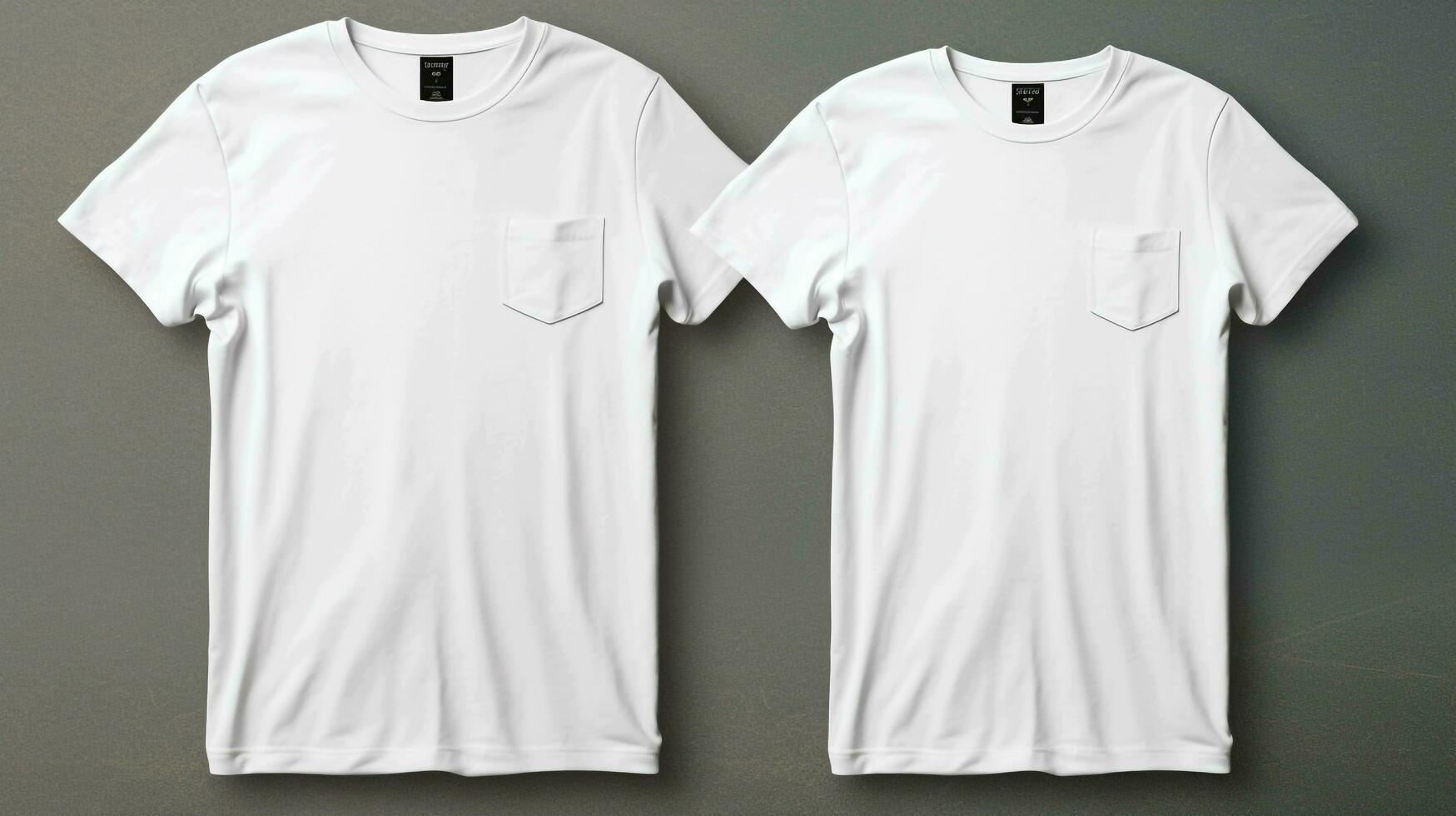 white T-shirt mockup with a front pocket detail, giving a classic and casual look, AI generated photo