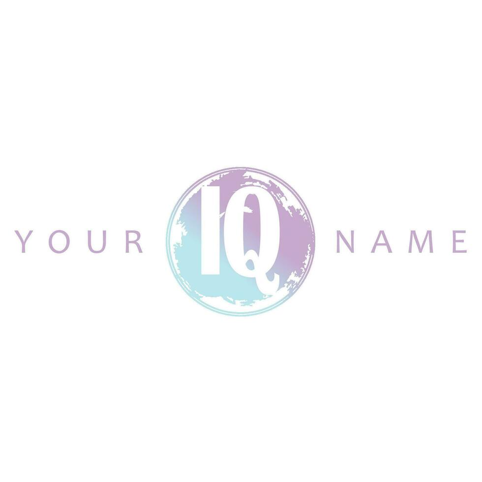 IQ Initial Logo Watercolor Vector Design