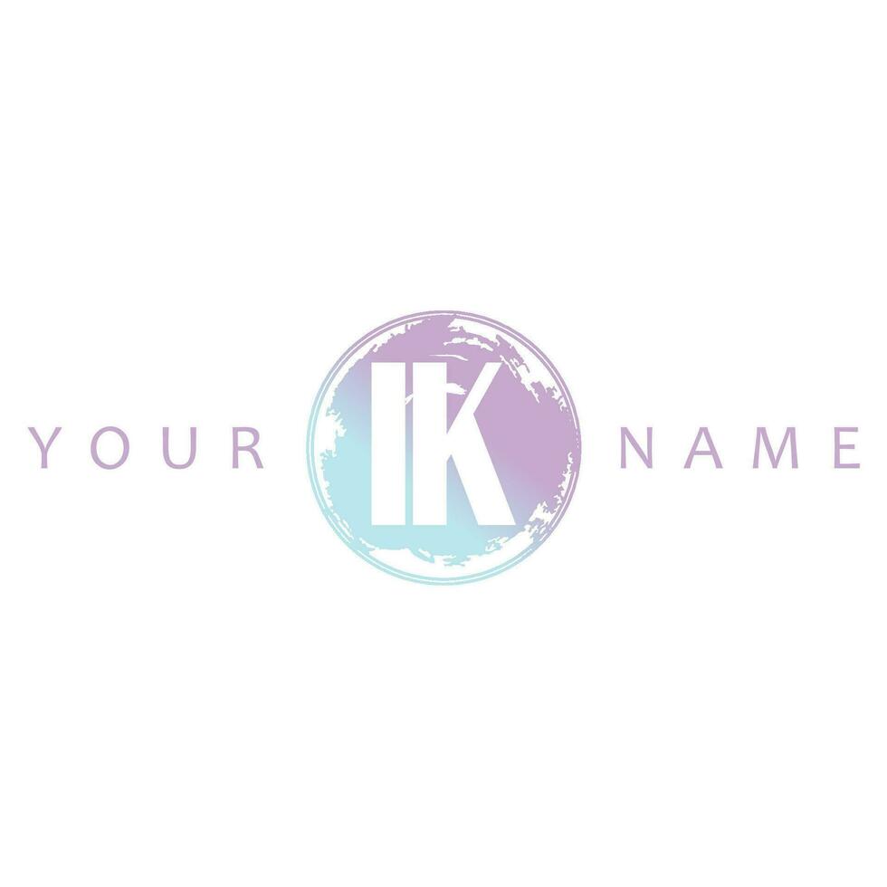 IK Initial Logo Watercolor Vector Design