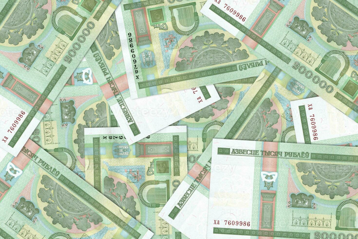 Belarusian banknotes. Close up money from Belarus. Belarusian ruble.3D render photo