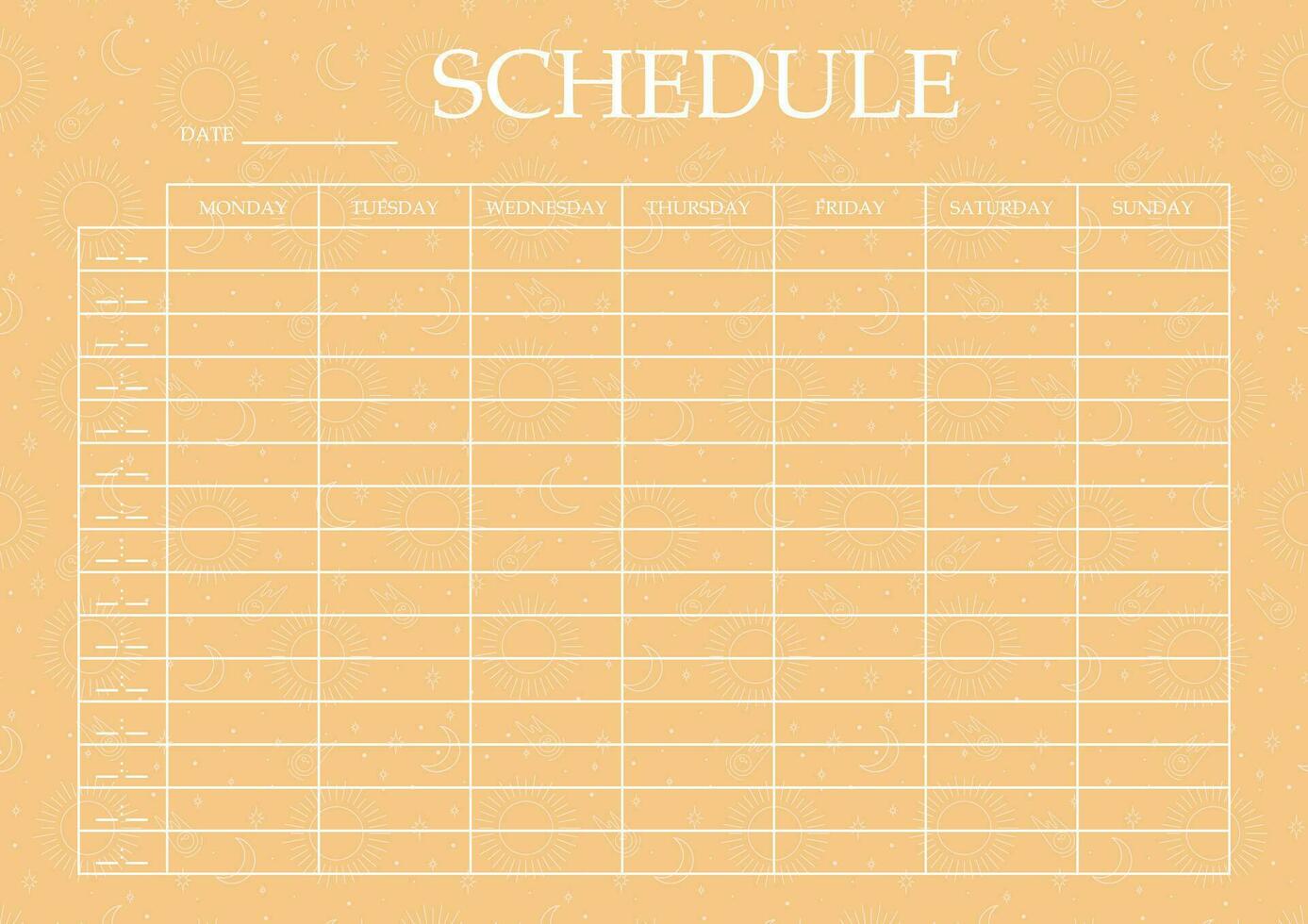Creative pastel colored schedule template. Abstract background blank printable schedule sheet vector