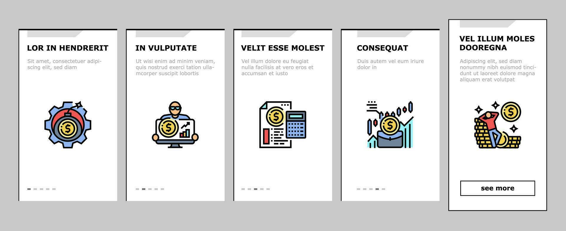 financial advisor meeting onboarding icons set vector