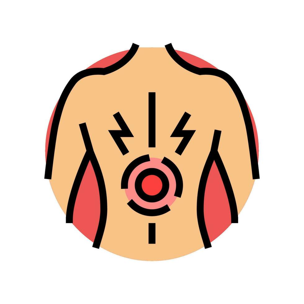 persistent back pain disease symptom color icon vector illustration