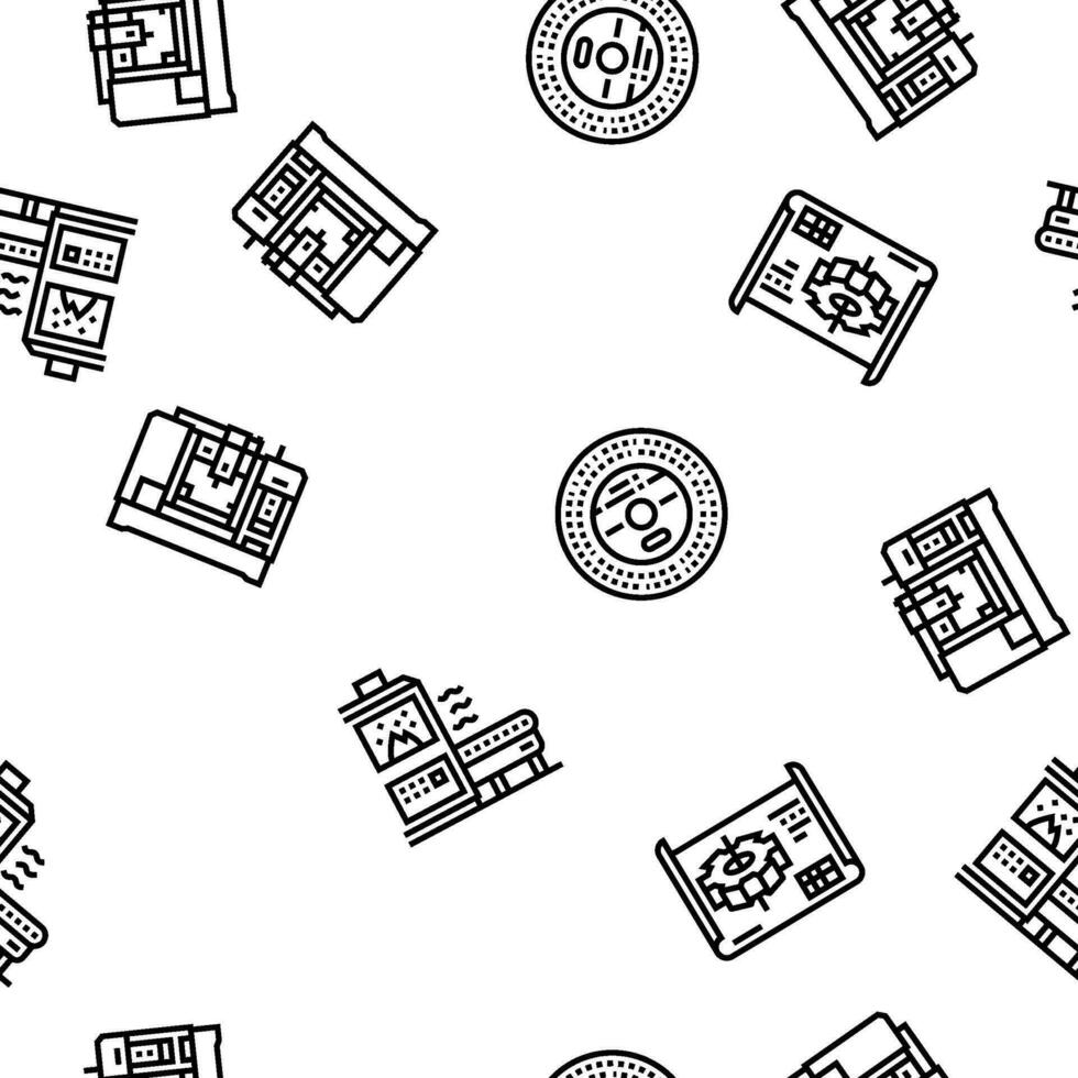 manufacturing industry factory vector seamless pattern