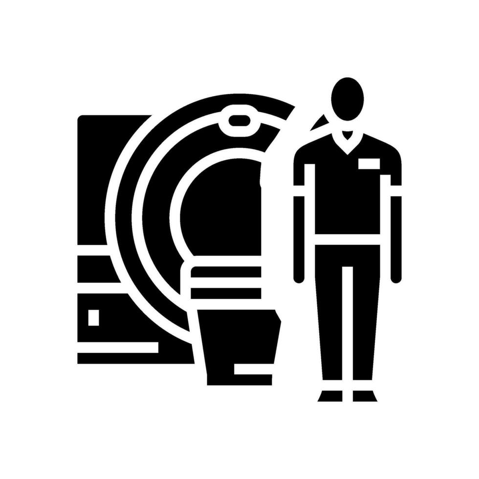 mri técnico máquina glifo icono vector ilustración