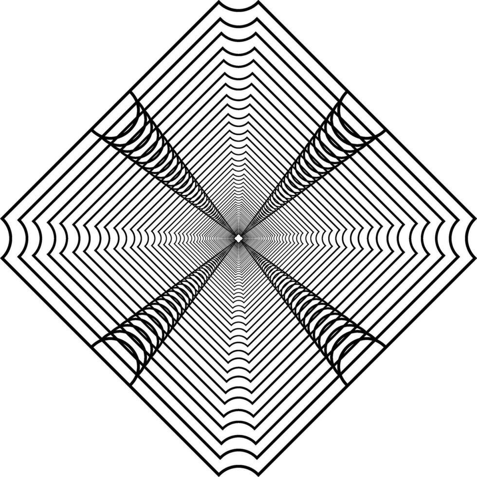 Visual of the Optical Illusion Created from Square Lines Composition, can use for Background, Decoration, Wallpaper, Tile, Carpet Pattern, Modern Motifs, Contemporary Ornate, or Graphic Design Element vector