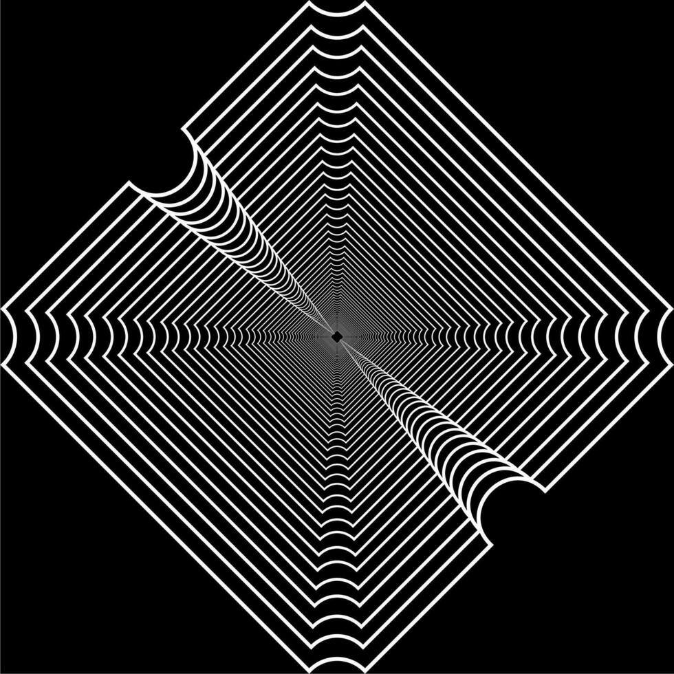 Visual of the Optical Illusion Created from Square Lines Composition, can use for Background, Decoration, Wallpaper, Tile, Carpet Pattern, Modern Motifs, Contemporary Ornate, or Graphic Design Element vector