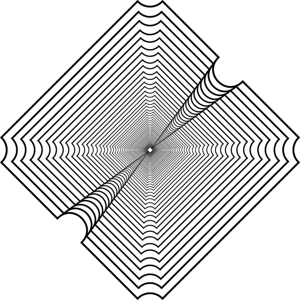 Visual of the Optical Illusion Created from Square Lines Composition, can use for Background, Decoration, Wallpaper, Tile, Carpet Pattern, Modern Motifs, Contemporary Ornate, or Graphic Design Element vector