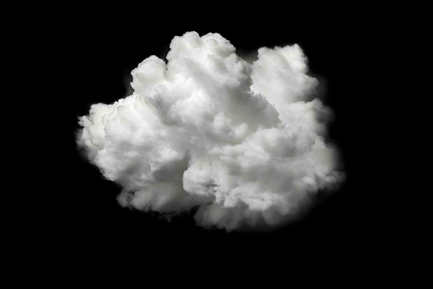 Soft White Cloud Isolated on Black Background, ai generated photo