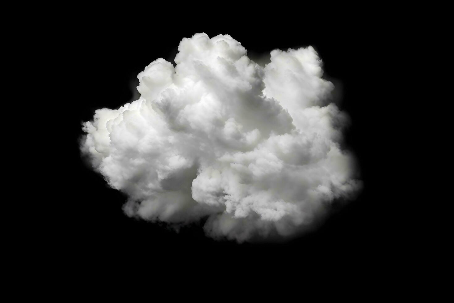 suave blanco nube aislado en negro fondo, ai generado foto