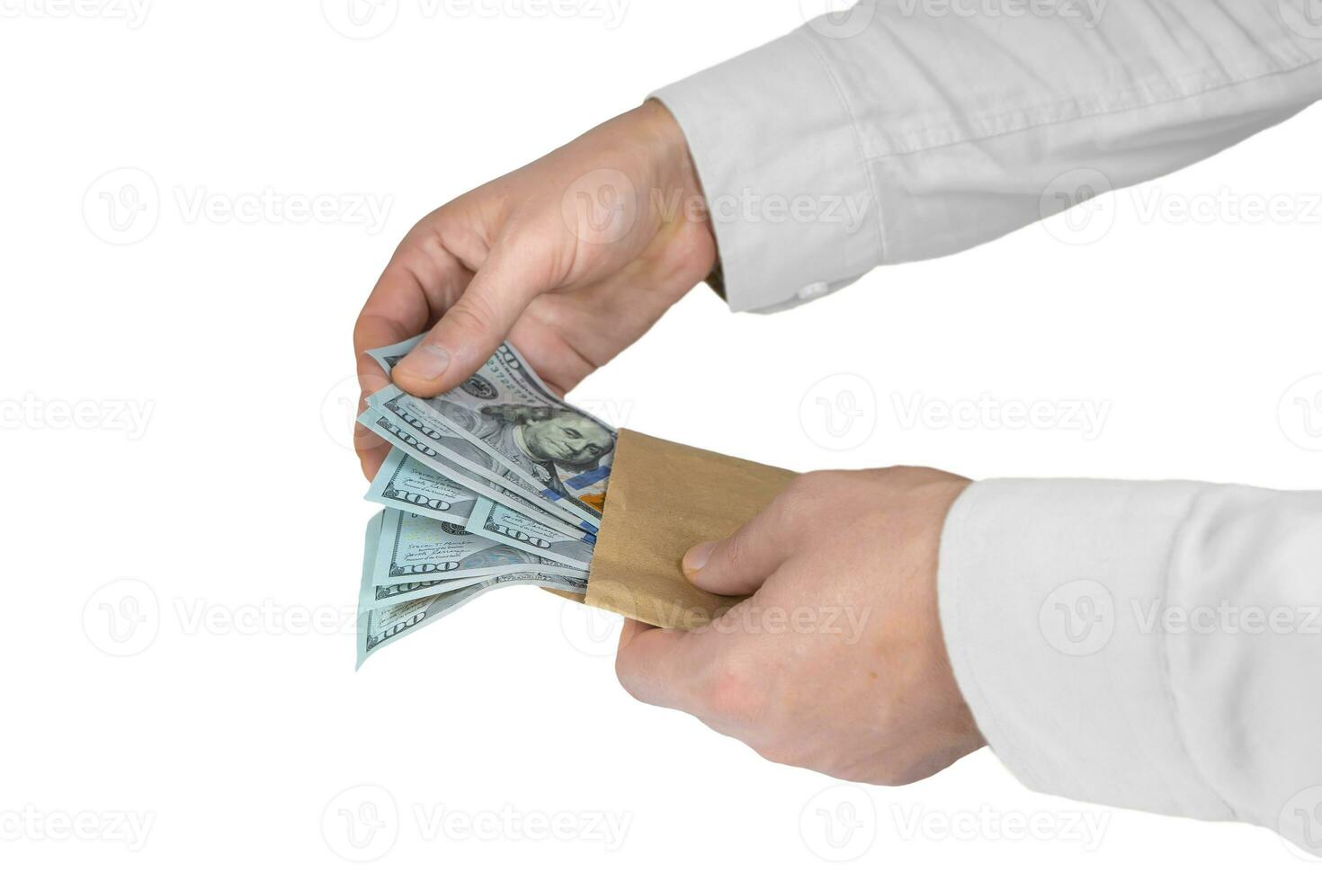 Man counting money, USD cash. Allocation of money, economy concept, falling or rising dollar photo