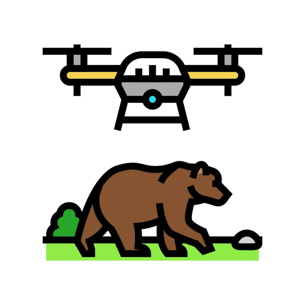 wildlife conservation drone color icon vector illustration