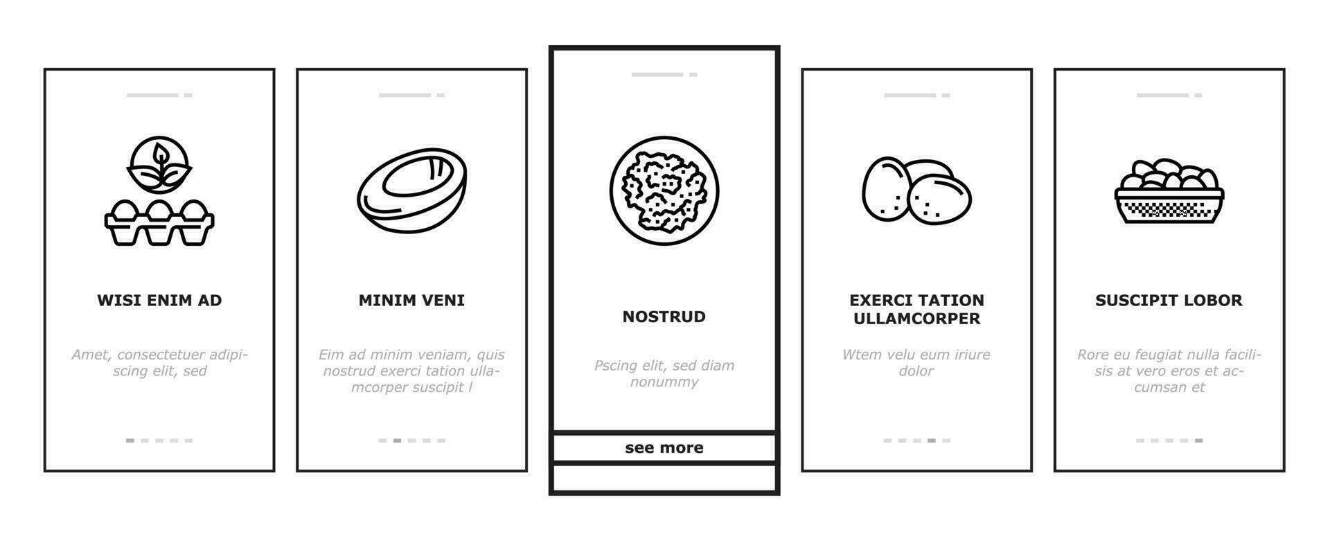 egg chicken farm food organic onboarding icons set vector