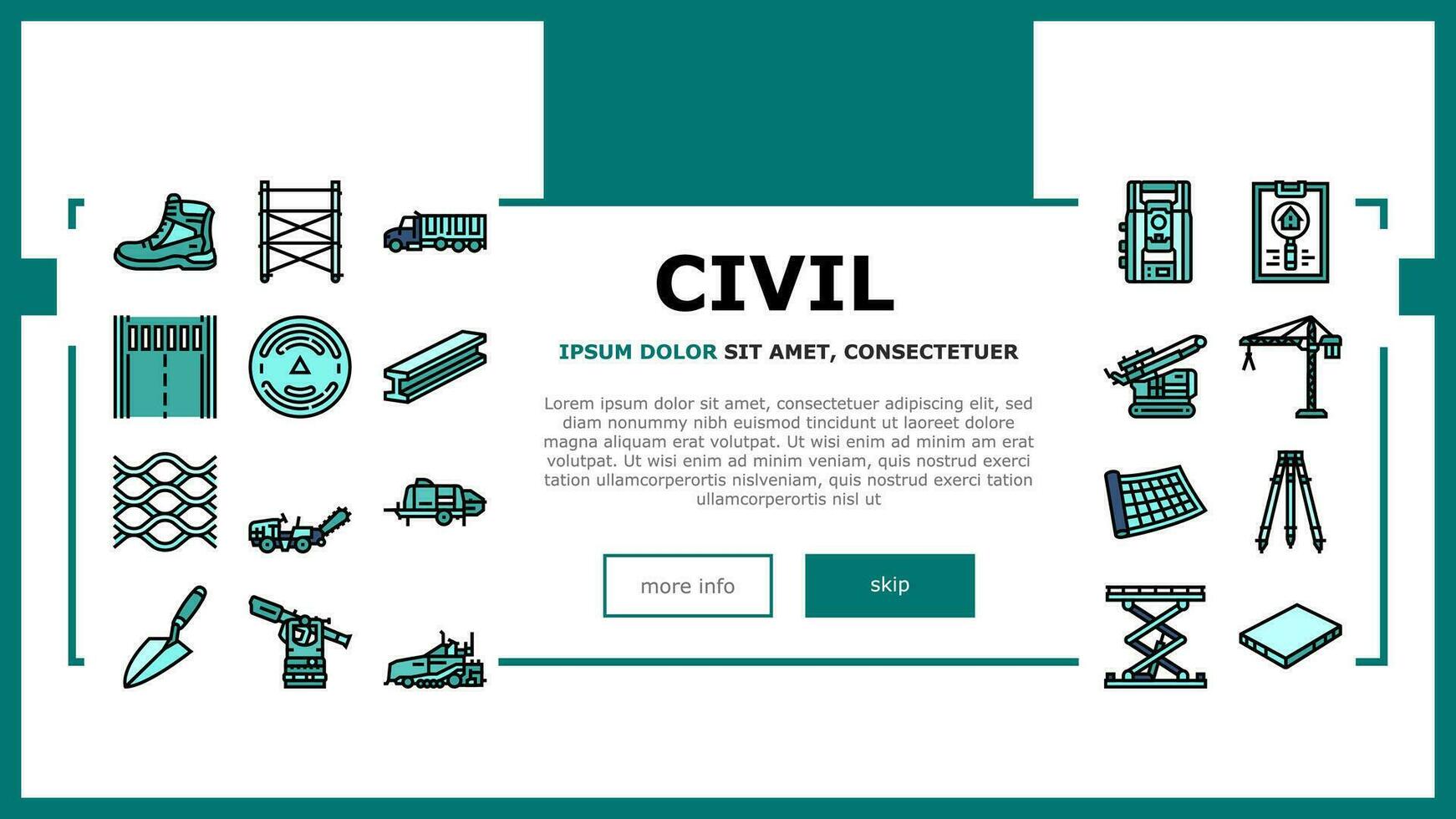 civil engineer industry building landing header vector