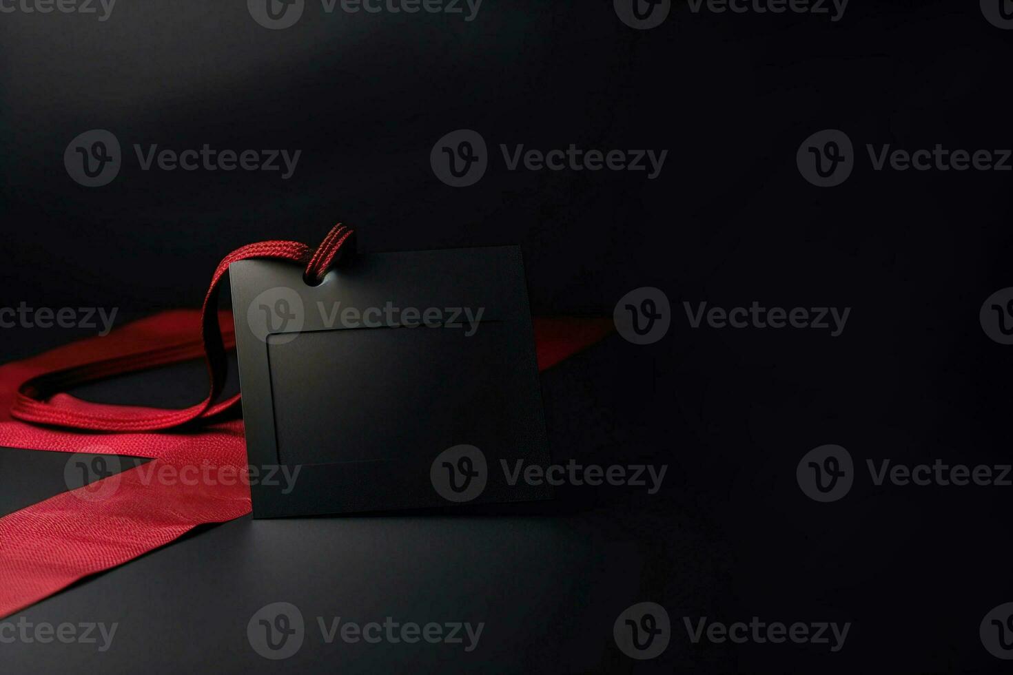 Black Friday sale red and black tags, mockup with copy space for text. AI generated. photo