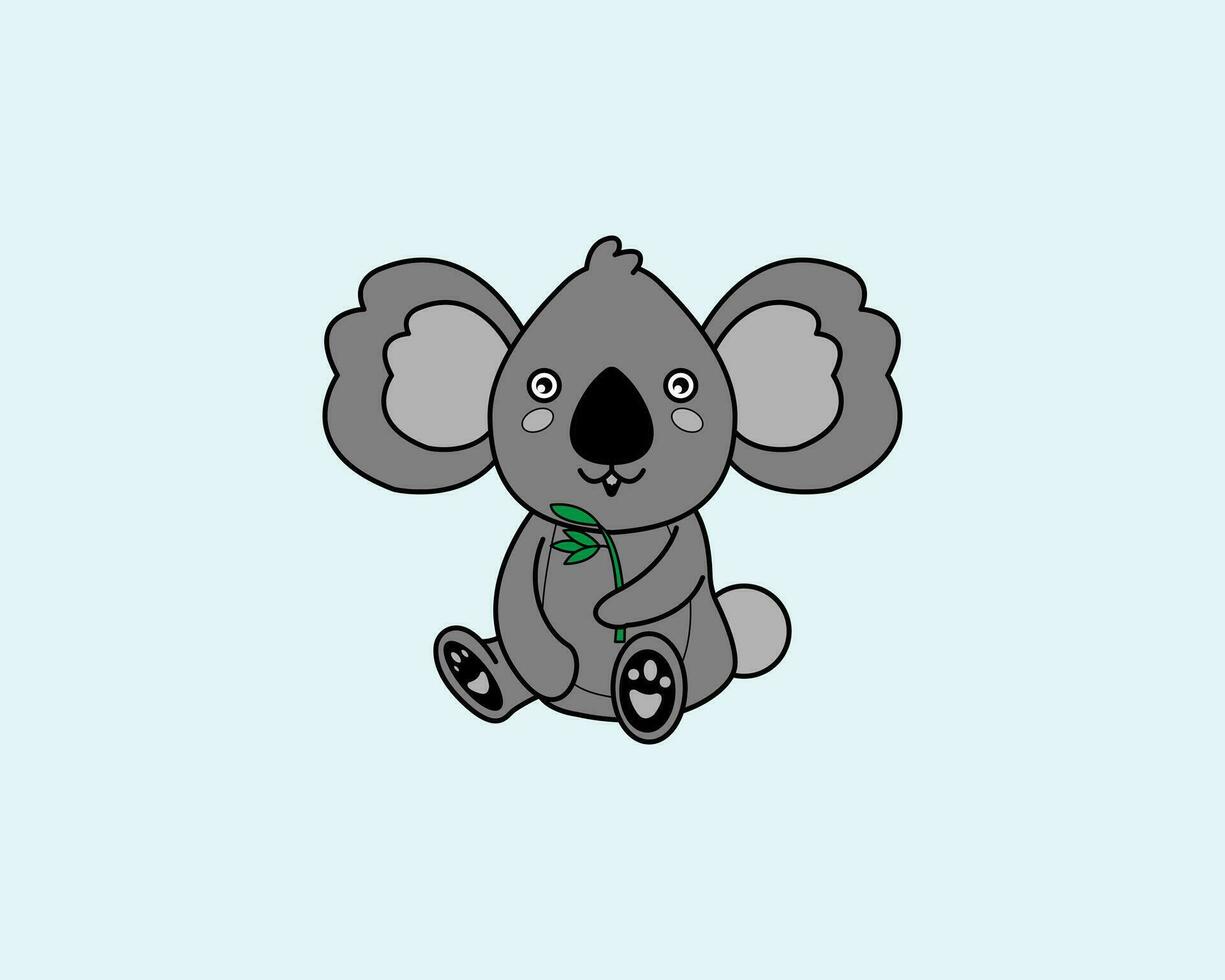 Cartoon Koala icon illustration template for many purpose. Drawing lesson for children. Vector illustration