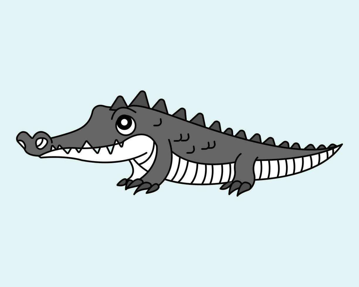 Cartoon Crocodile icon illustration template for many purpose. Drawing lesson for children. Vector illustration