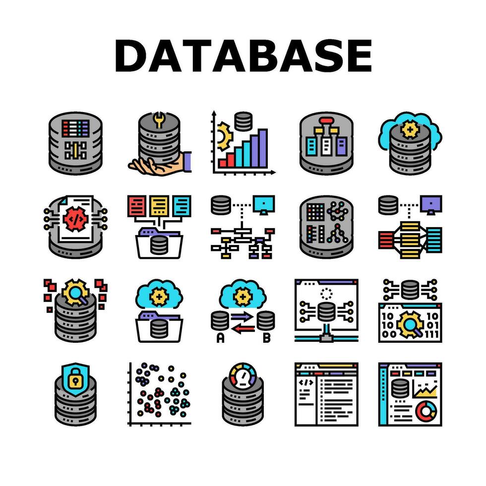 base de datos administrador servidor íconos conjunto vector