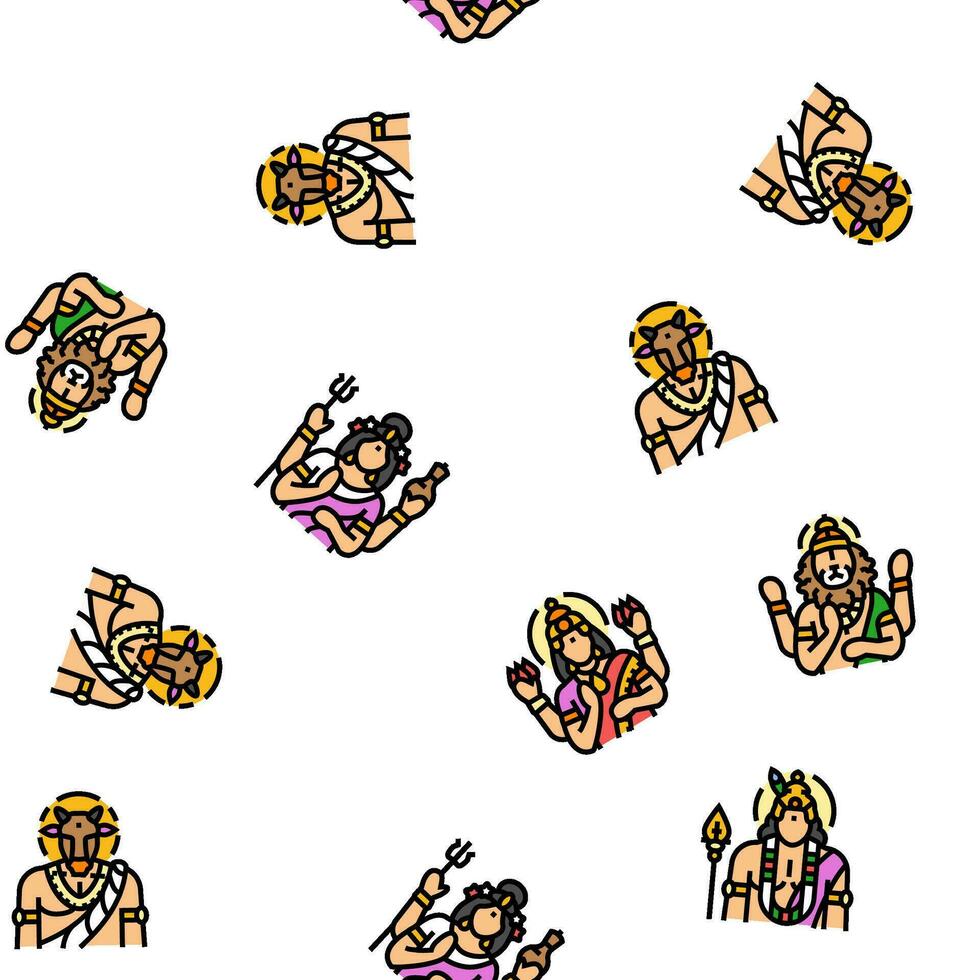 god indian hindu lord krishna vector seamless pattern