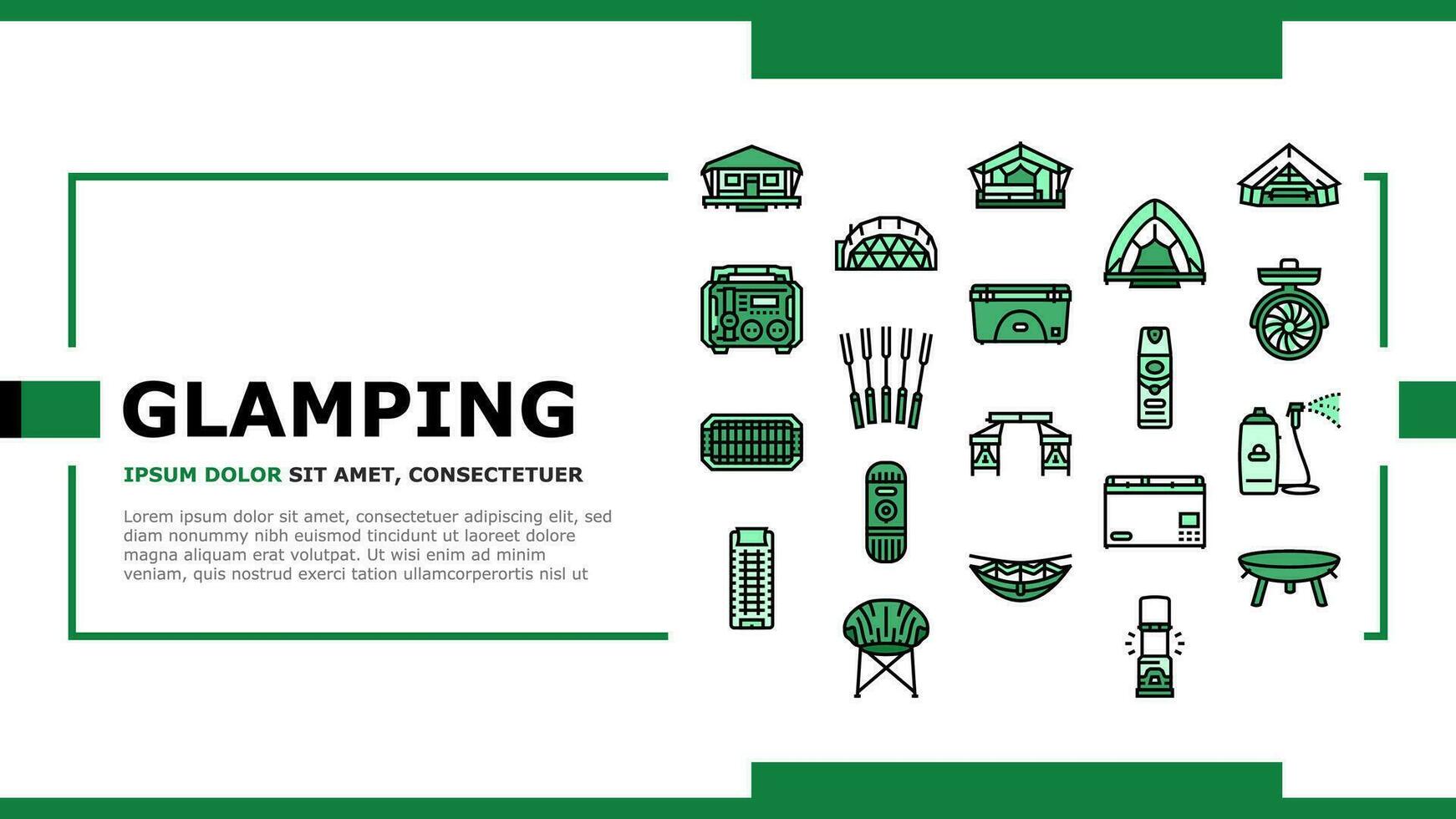 glamping tent nature luxury landing header vector