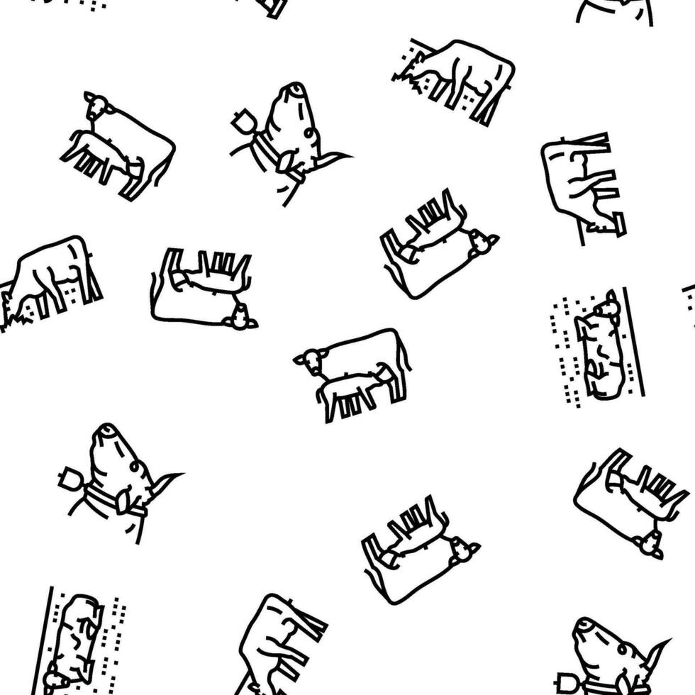 cow farm dairy cattle milk white vector seamless pattern