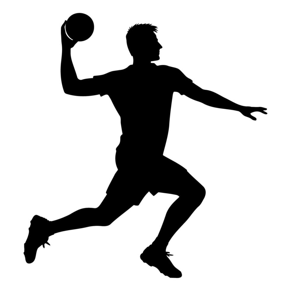 Handball player man silhouette. vector illustration