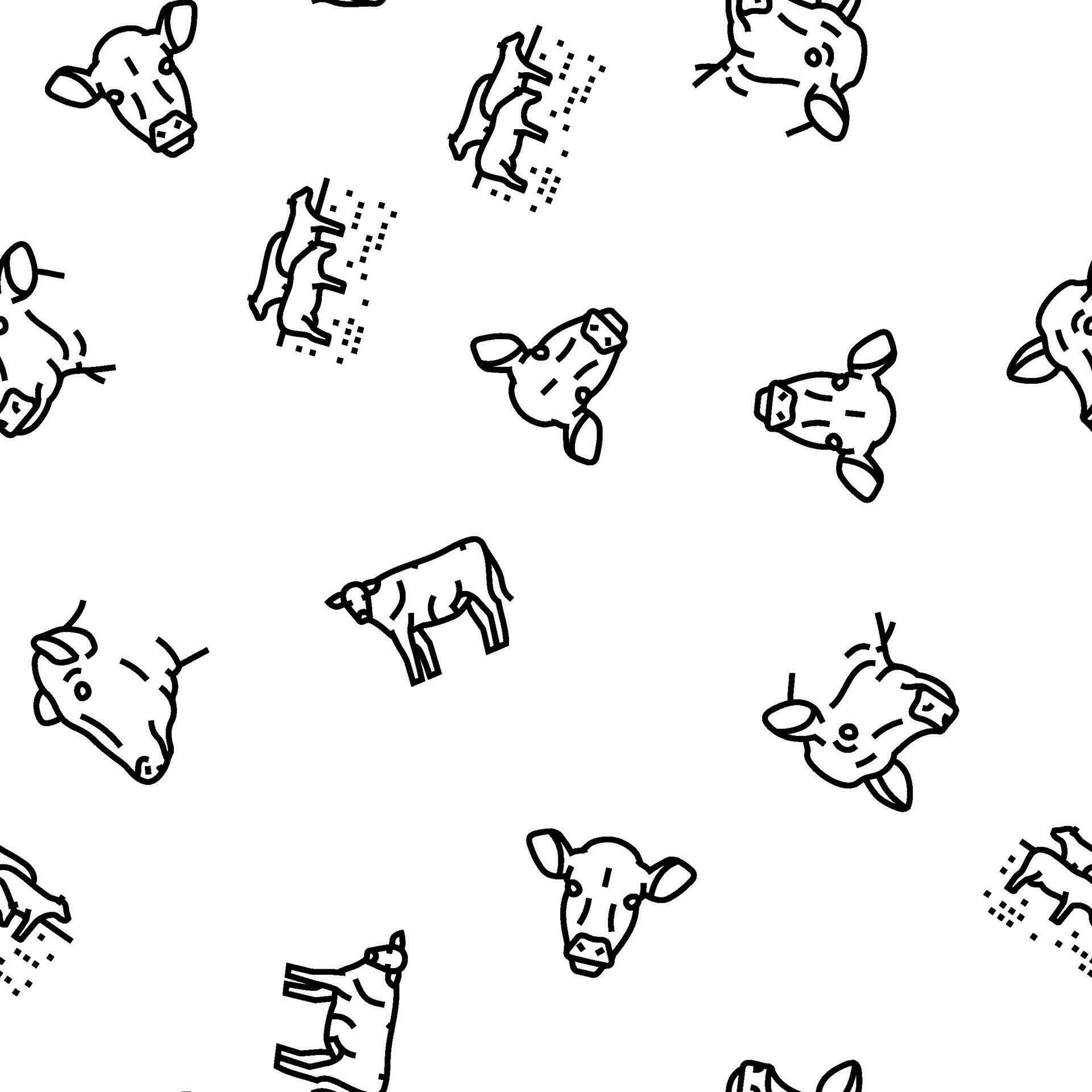 cow farm dairy cattle milk white vector seamless pattern 33063231