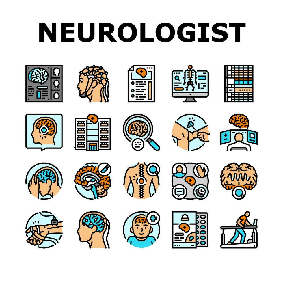 brain neurologist doctor icons set vector