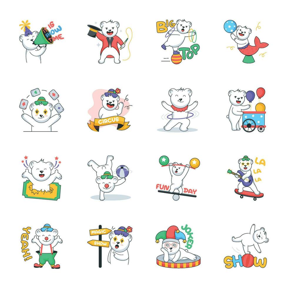 Handy Doodle Stickers of Circus Acts vector