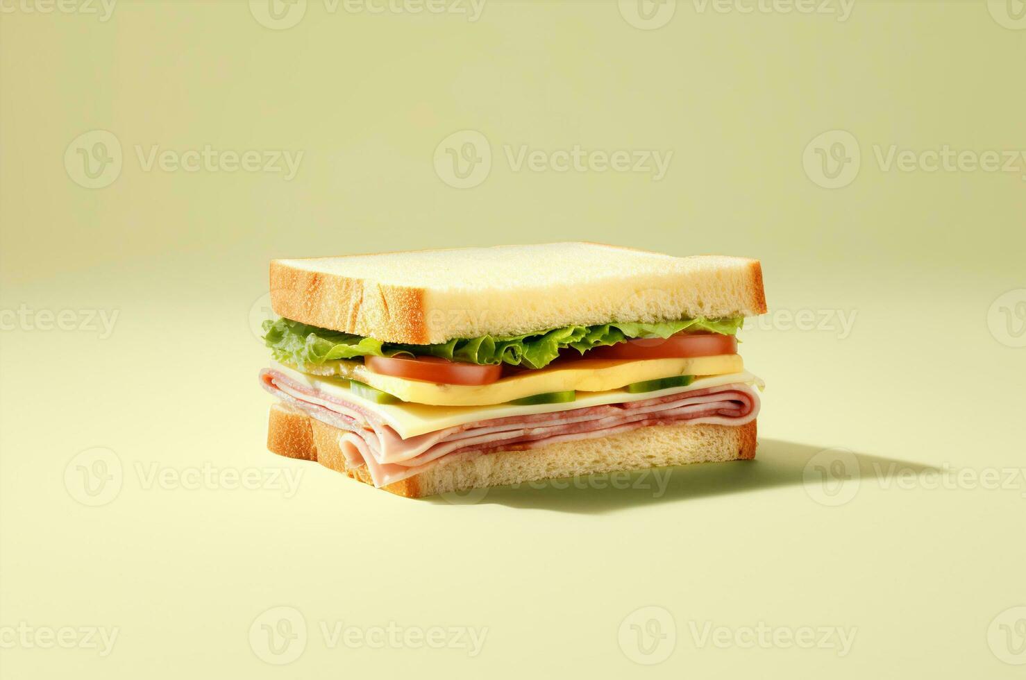 Minimalistic sandwich with vegetables and cheese. Generative AI photo