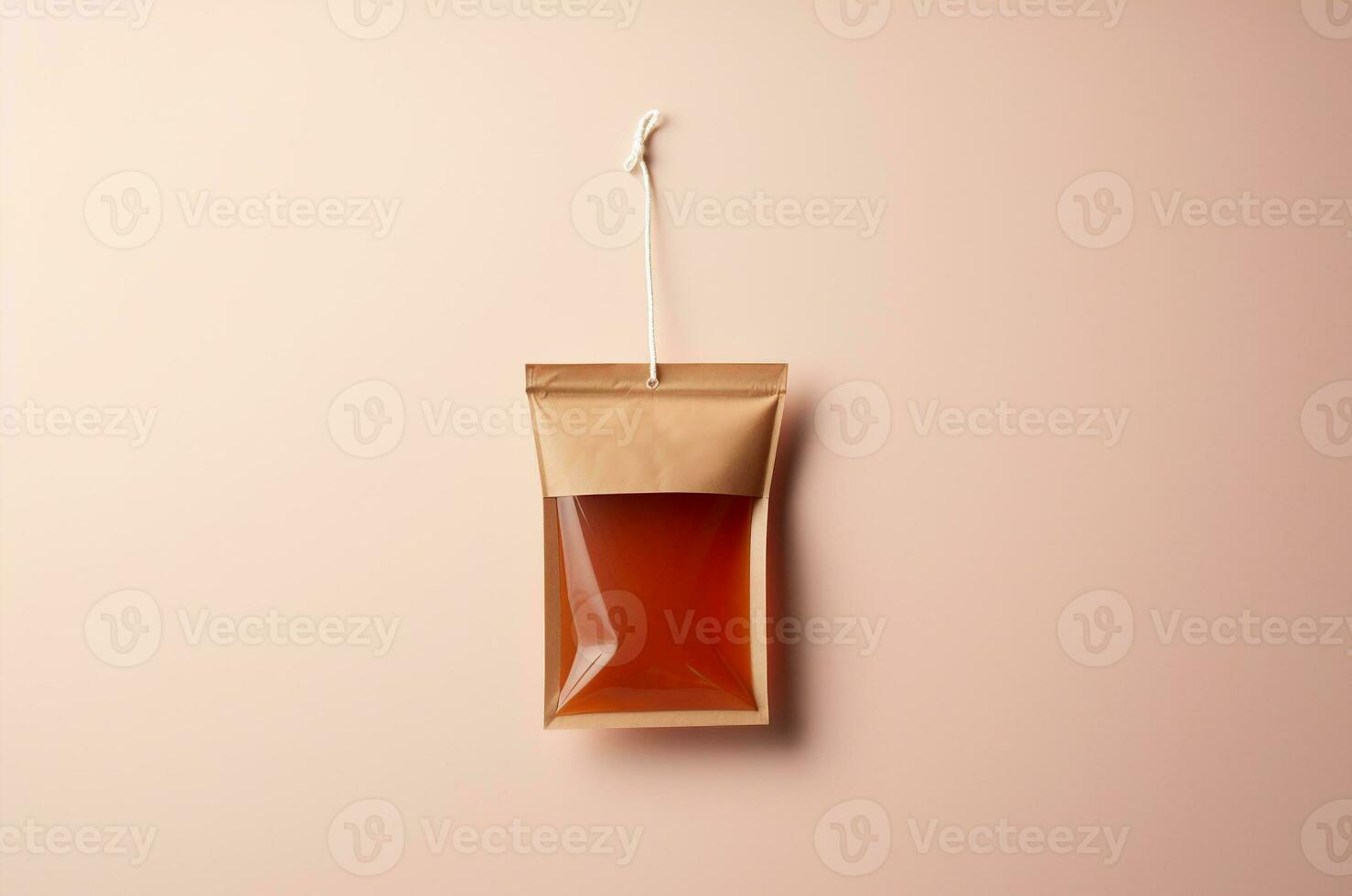 Tea bag in a craft bag. Generative AI photo