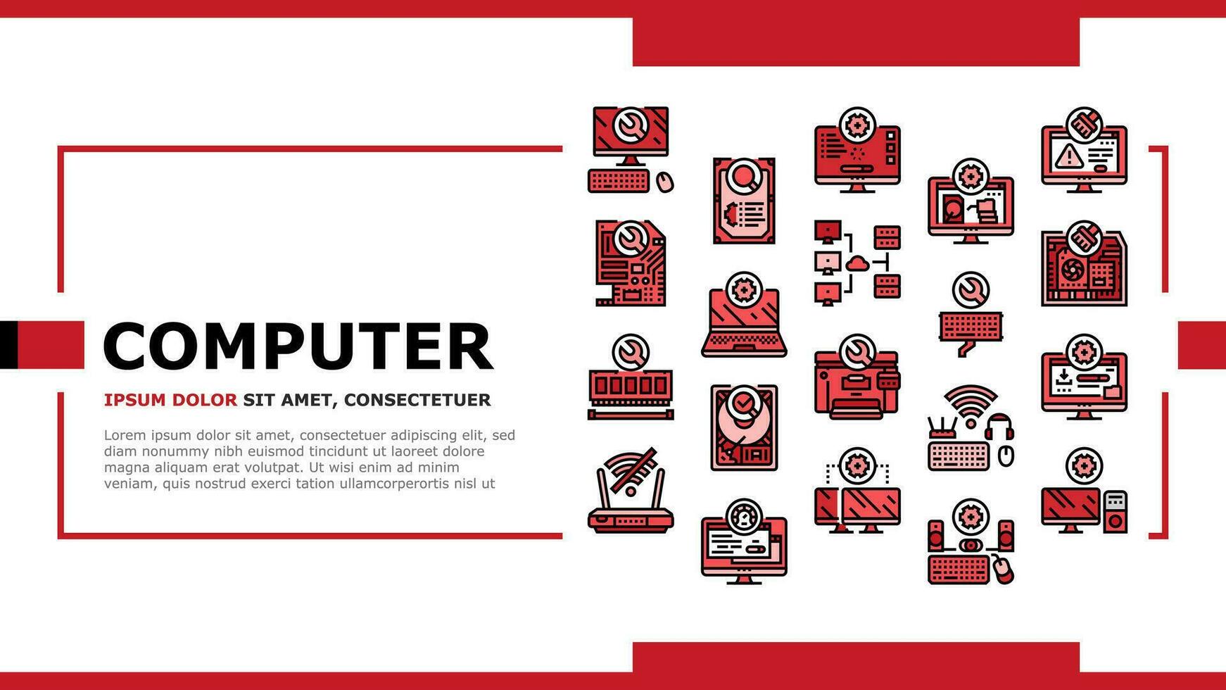 repair computer pc service landing header vector