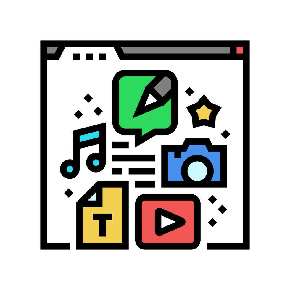 content creation social media color icon vector illustration